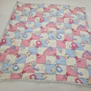 Vintage Patchwork Animals Quilted Toddler Blanket *flaw